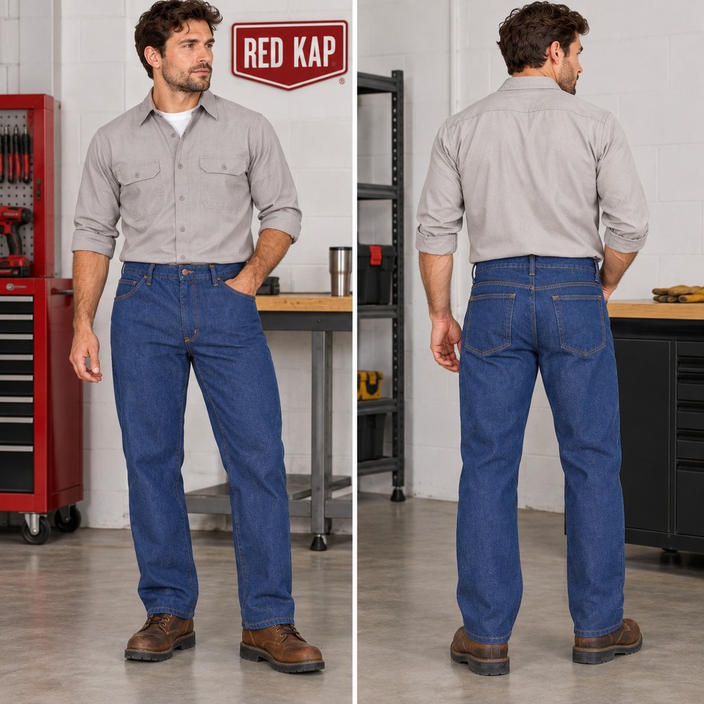 RED KAP Men's Jeans 36x26 VINTAGE 70s Blue Talon Zip PD50BU6 Cotton USA MADE